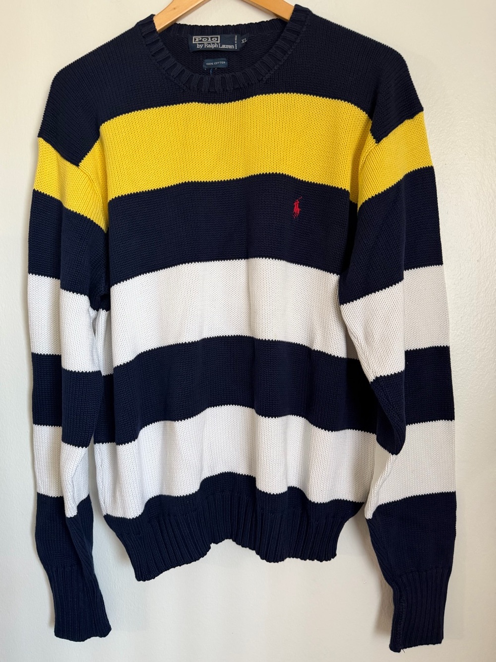 Vintage Polo Ralph Lauren Sweater Color Block Striped Sweater Men XL
